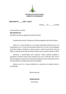 Veja a mensagem de renúncia de Ibaneis Rocha encaminhada à Câmara Legislativa