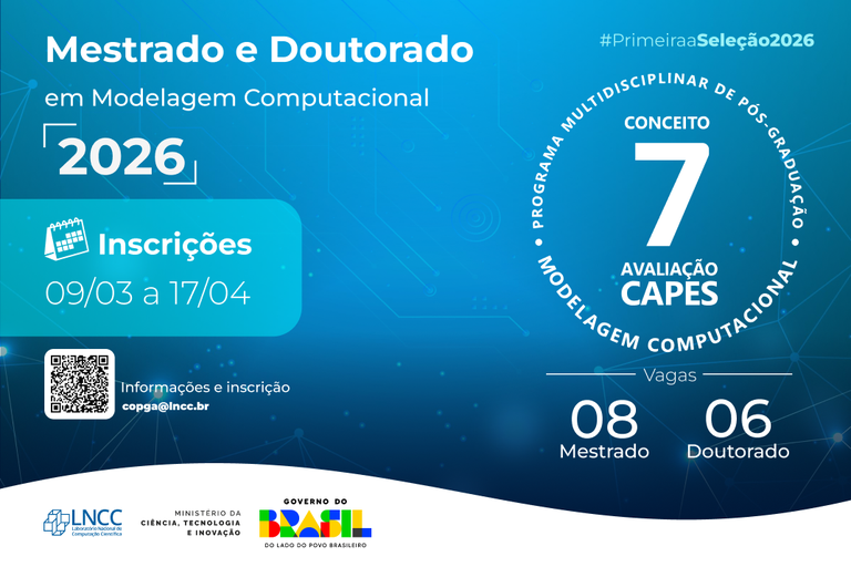 Estão abertas as inscrições para mestrado e doutorado no LNCC