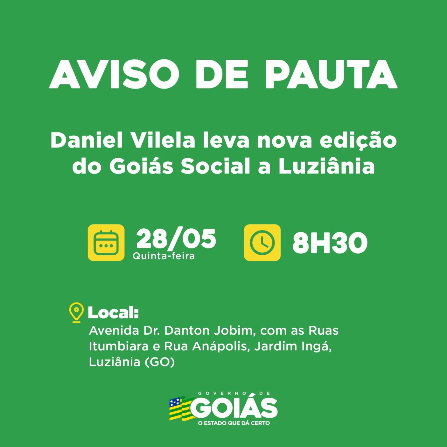 Agenda do governador para quinta-feira