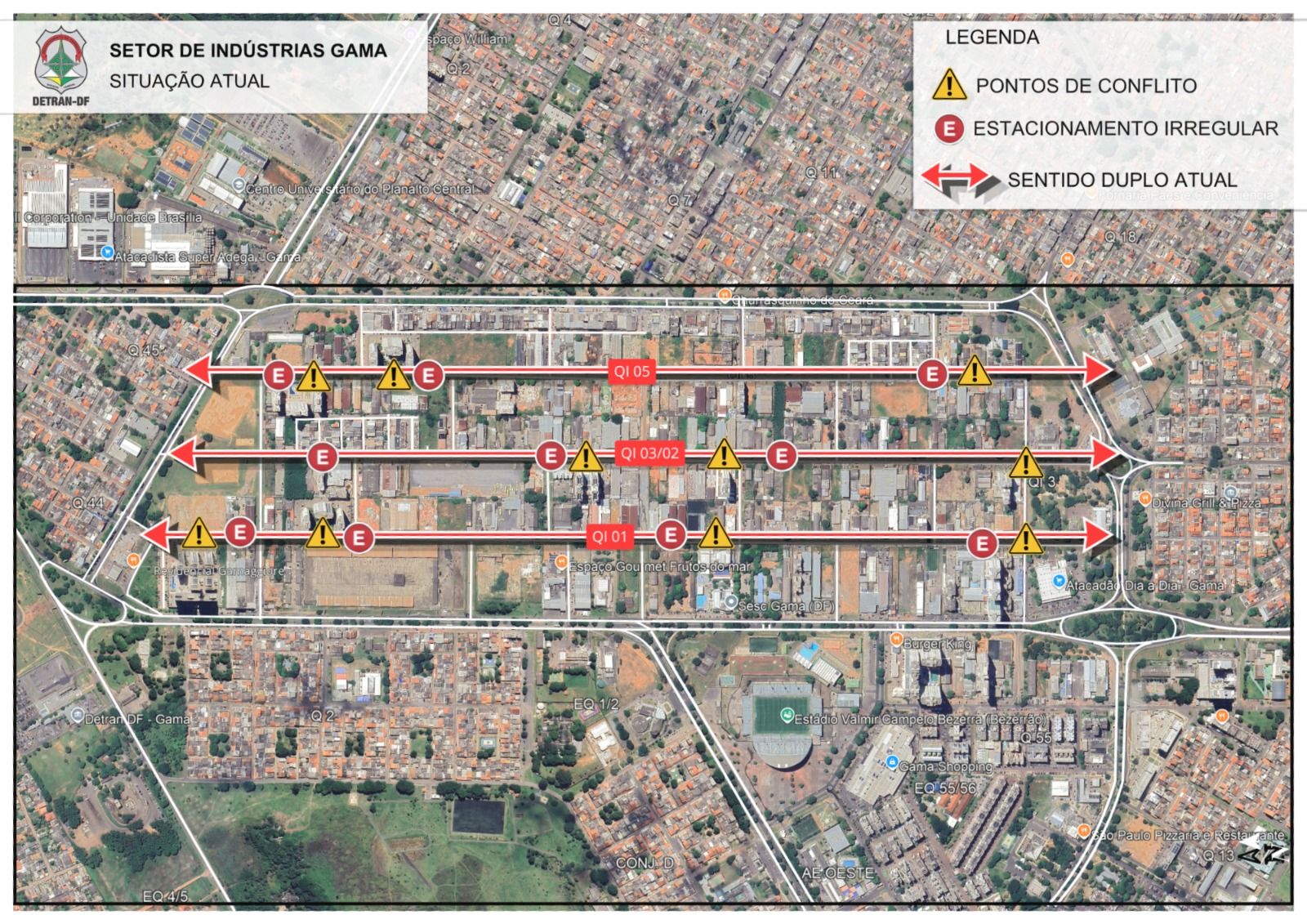 Com implantação de Zona 30, Setor de Indústrias do Gama terá trânsito alterado a partir de terça-feira (19)