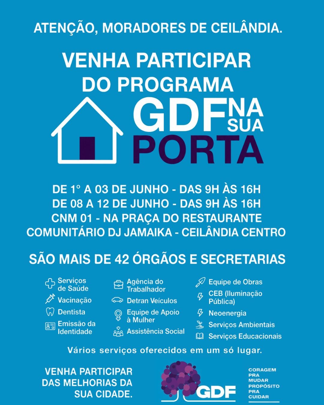 GDF na Sua Porta leva serviços gratuitos a Ceilândia a partir de segunda-feira (1º/6)