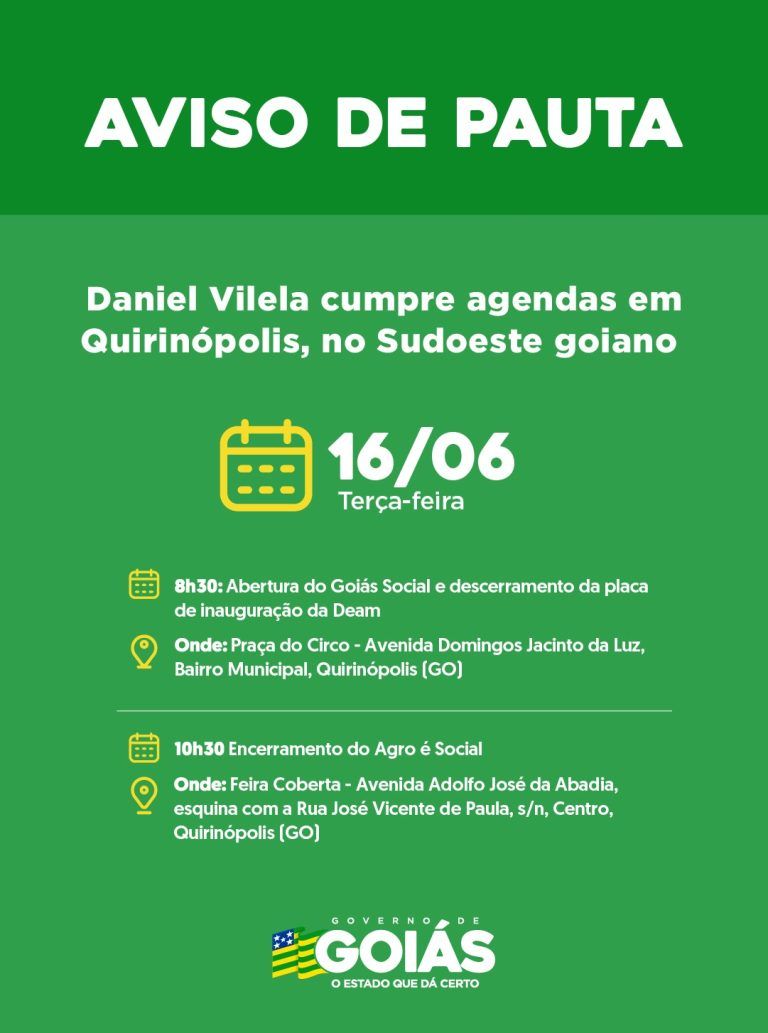 Agenda do governador para manhã de terça-feira