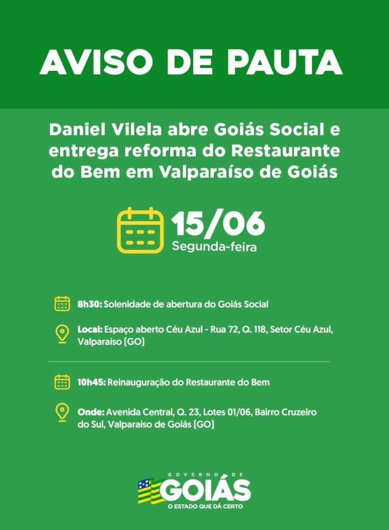Agenda do governador para segunda-feira