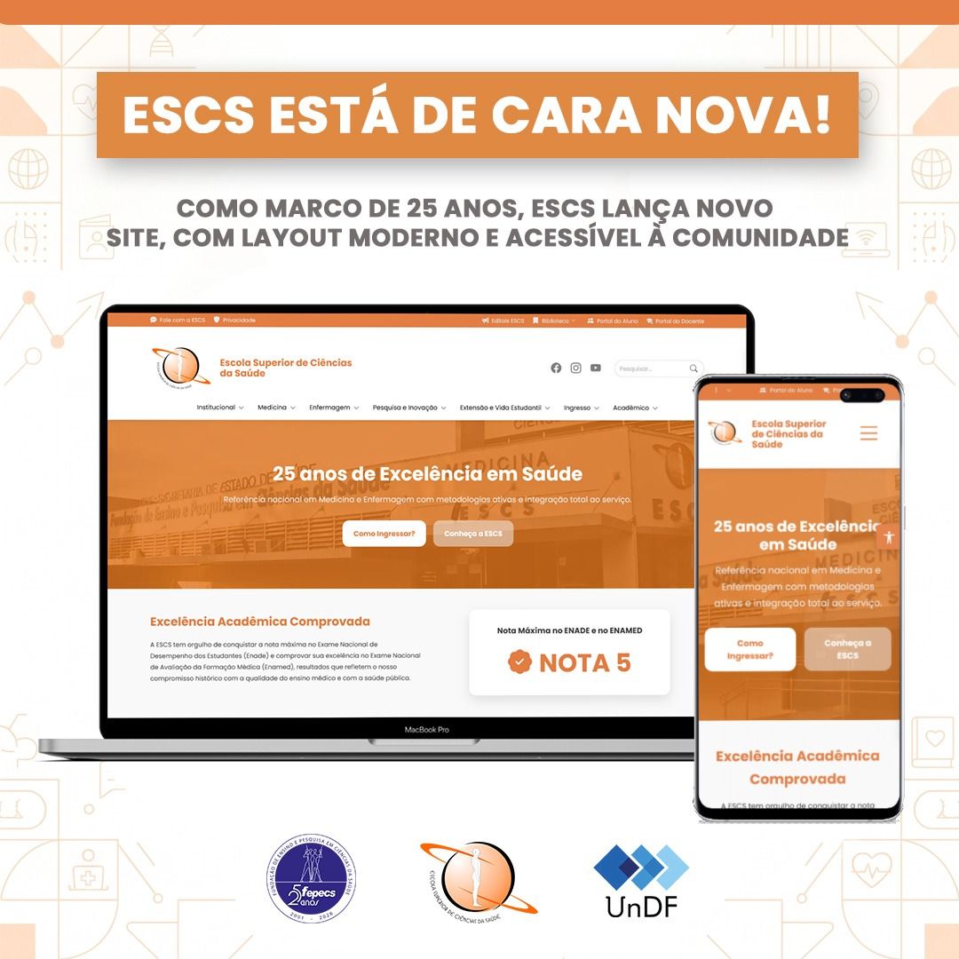 Escola Superior de Ciências da Saúde lança novo site como marco de 25 anos