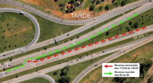 Faixa reversa vespertina da DF-001 não será mais utilizada