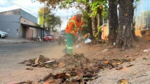 Comurg intensifica rastelação de folhas secas para prevenir incêndios e manter áreas públicas limpas durante a estiagem